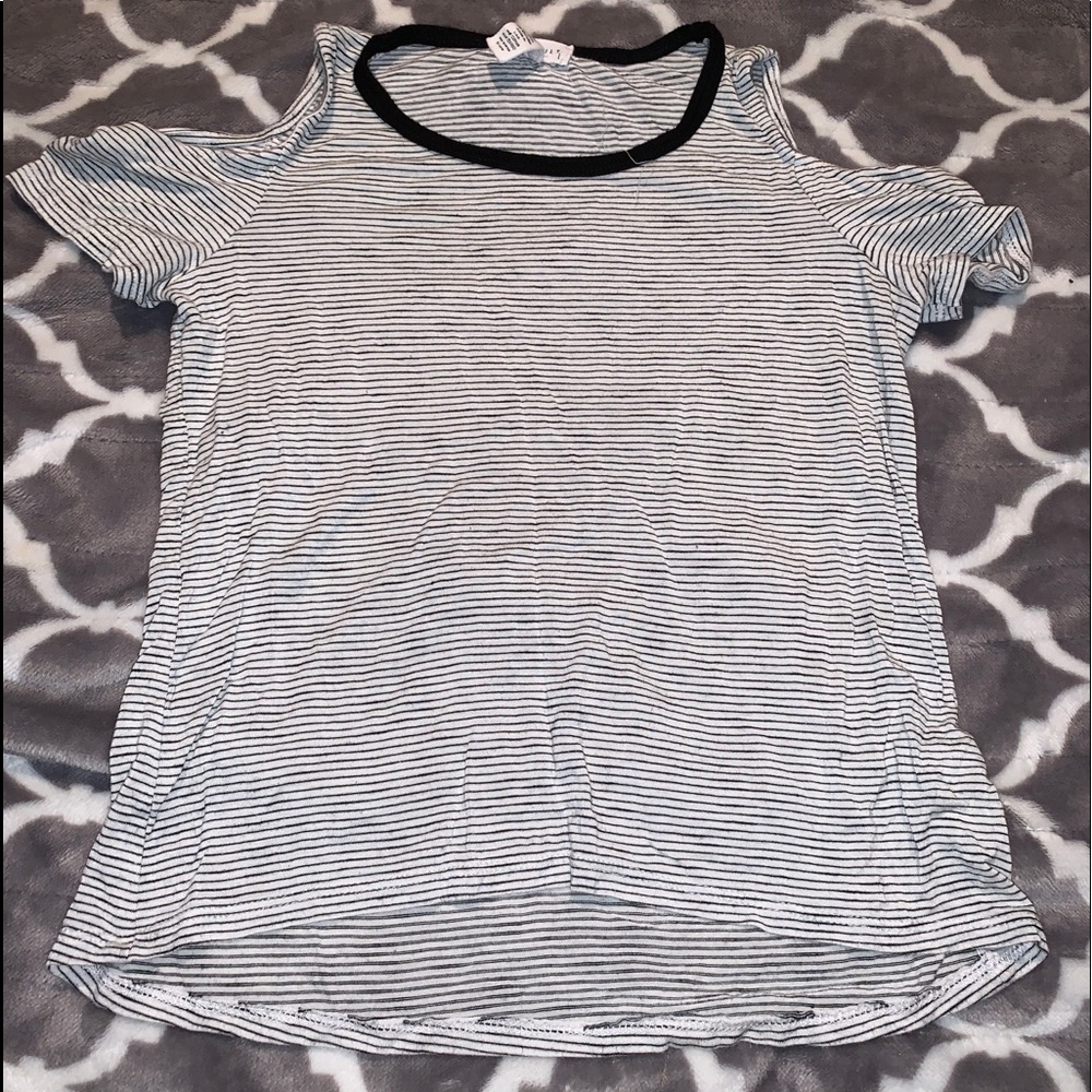 Black and white striped crop top size XS